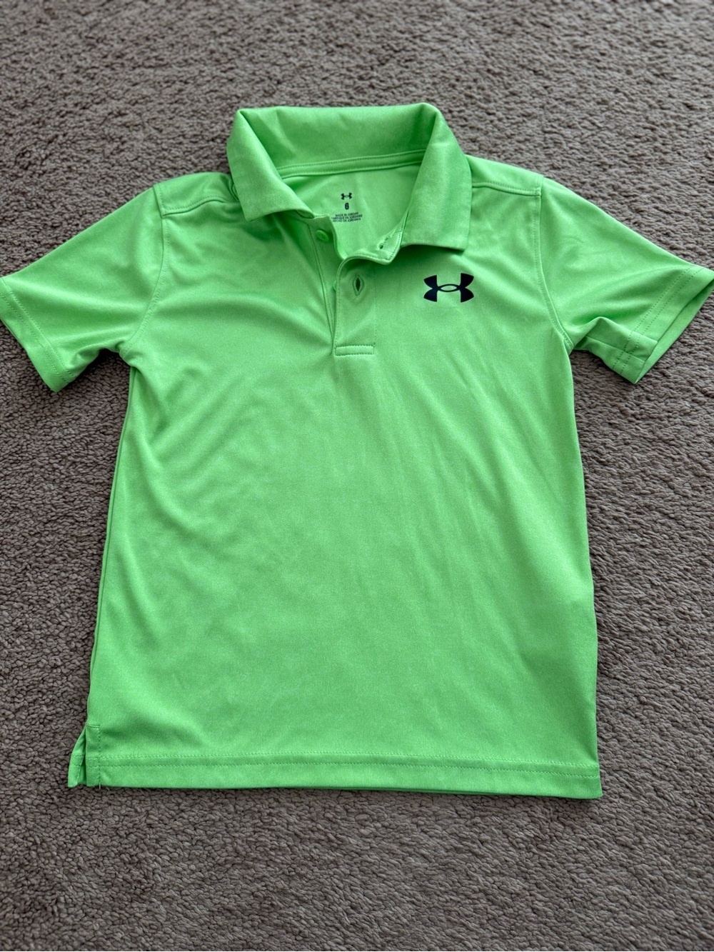 Under Armour Neon Green Boys' Polo with Black Logo